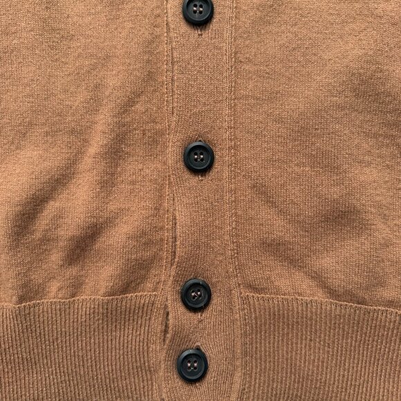 FERRAGAMO Camel Cashmere Cardigan V-Neck Sweater M/L - Picture 5 of 12